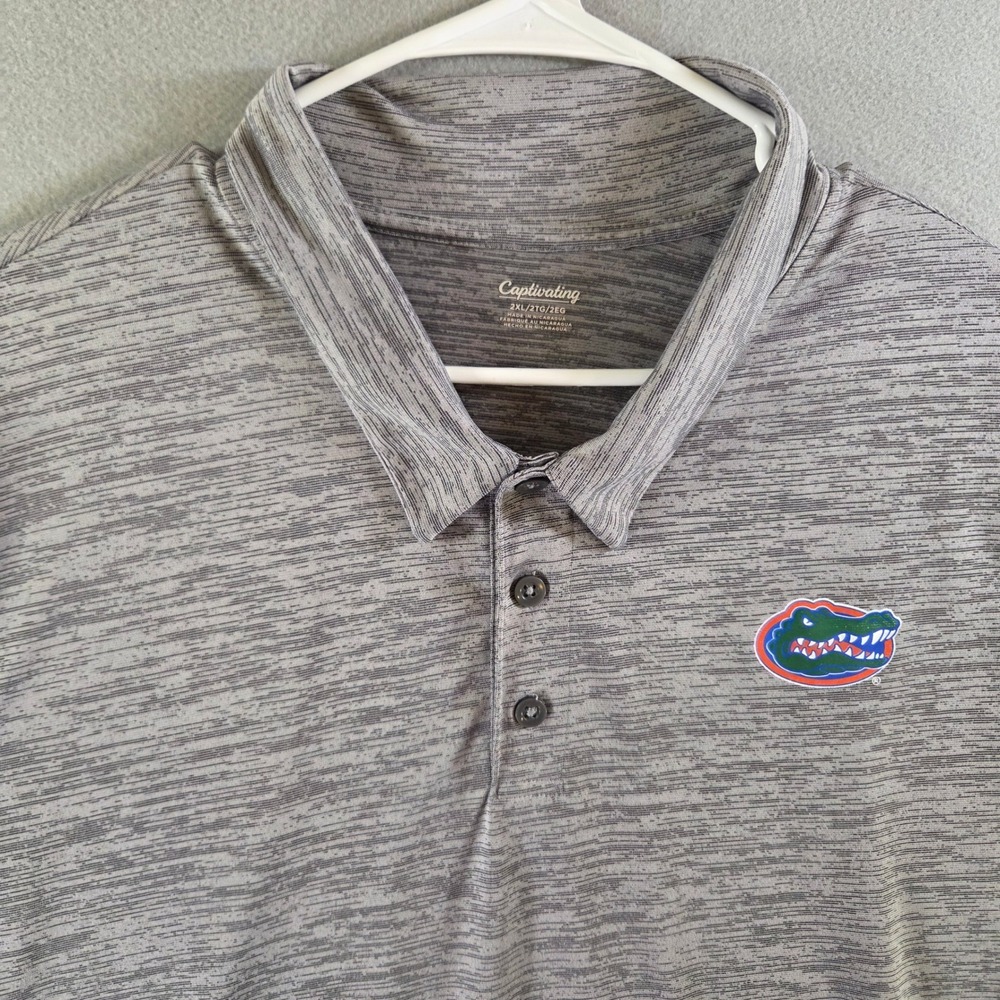 Captivating Florida Gators Mens 2XL Gray Space Dye Performance Polo Shirt UF SEC